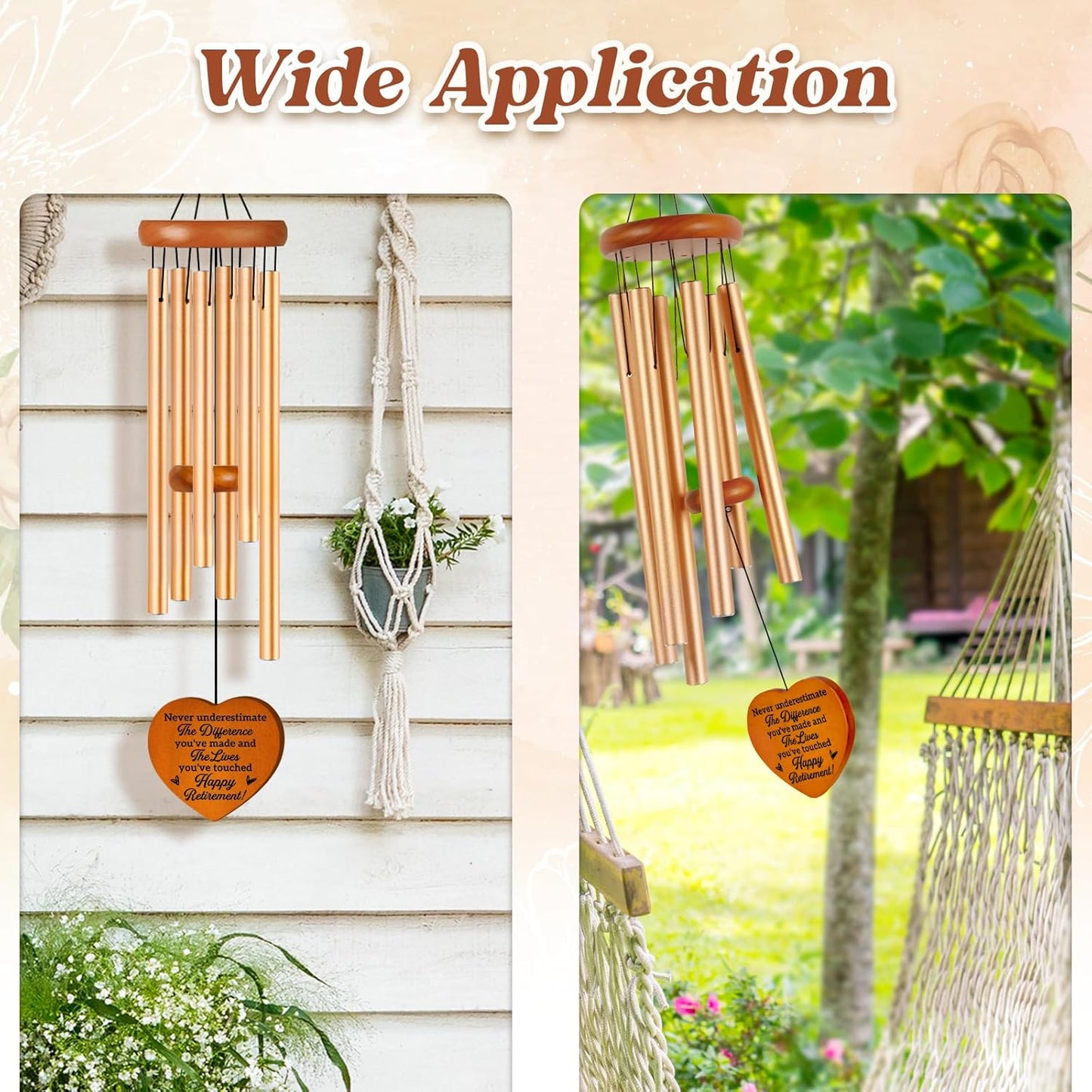 Retirement Gifts for Women, 36" Retirement Wind Chime for Women Men, Happy Retirement for Friends Teachers Nurse Boss Colleague Female, Going Away Gifts, 36" Garden Decorations for Outside
