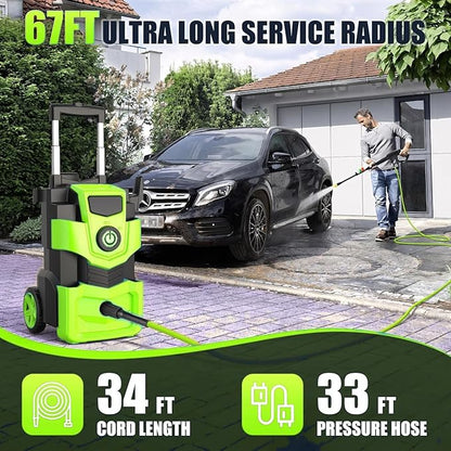 Professional Pressure Cleaner 5000 PSI,4.0 GPM Heavy Duty Power Cleaner with 4 Nozzles,Foam Cannon,33FT Hose and 500ml Soap Bottle for Home/Cars(Green)