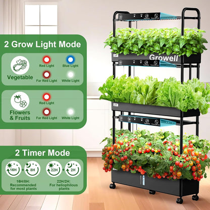 Large Hydroponics Growing System Kit, 90 Pods Vertical Hydroponic Garden with 2 Light Modes Grow Light, Auto Circulating Water System, 40L Indoor Gardening System for Herb Vegetable Fruit