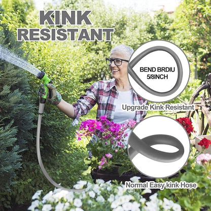 YOTOO Heavy Duty Hybrid Garden Lead in Water Hose 5/8-Inch by 1.28-Feet 150 PSI, Kink Resistant, All-Weather Flexible with Swivel Grip Handle and 3/4" GHT Solid Brass Fittings, Gray