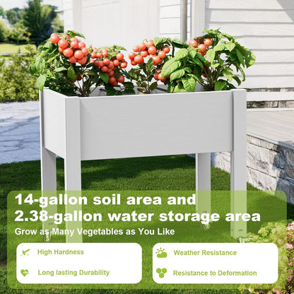 Elevated Raised Garden Bed with Legs,Outdoor Large Resin Patio Planter Box Stand Divisible with Drain Plug,Water Monitor for Plants Vegetables Flowers Fruits(Ashen)