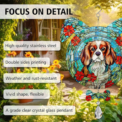 Cavalier King Dog Ears Wind Spinner, Cavalier King Wind Spinner Hanging for Yard and Garden