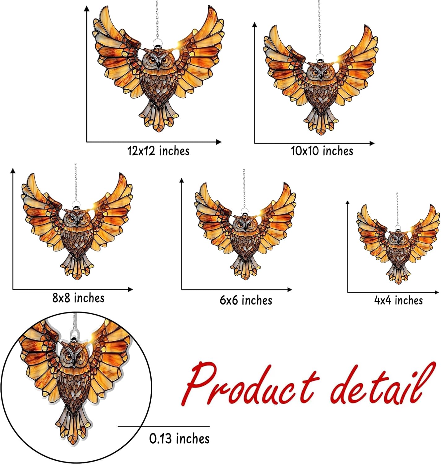 Mandala Owl Acrylic Suncatcher Stained Glass Effect Window Car Hanging Christmas Ornament Indoor Outdoor Decor Garden Sun Catcher Gifts Boho Spiritual Native American Decorations for Women Mom Grandma