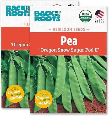 Back to The Roots 100% Organic Heirloom Seeds - Snow Pea Value Pack (16.8g Total)