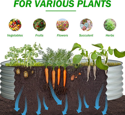 BPS 4-in-1 Metal Raised Garden Bed, 5x2 FT Galvanized Planter Raised Beds for Vegetables, Flowers 17" Extra Tall