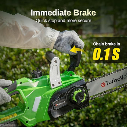 Cordless chainsaw 12 inch, 20V Electric chain saw with 3000RPM Brushless Motor | 4Ah Battery & Charger | Tool-free Tension | Auto Oiler, for Cutting Firewood, Tree Pruning, Trimming, Storm Cleanup