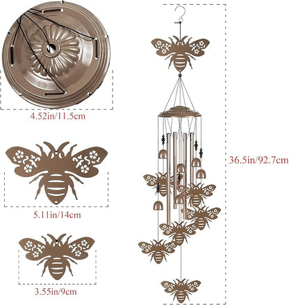 Outdoor Bees Wind Chimes Decor, Portable Mobile Wind Catcher, Sympathy Wind Bells, Memorial Gifts for Mom, Housewarming, Blessing WindChimes(Outside/Indoor/Home/Room/Porch/Yard/Tree/Garden Decorate)