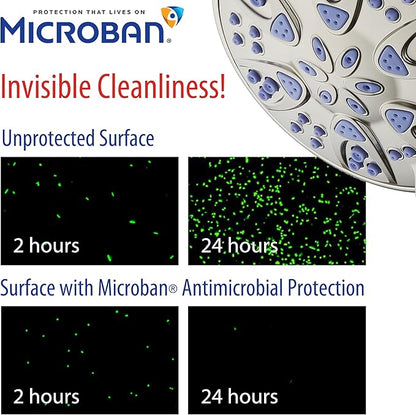 AquaDance Antimicrobial/Anti-Clog High-Pressure 6-setting Hand Shower with Nozzle Protection from Growth of Mold, Mildew & Bacteria for Stronger Shower! - Sunset Blue