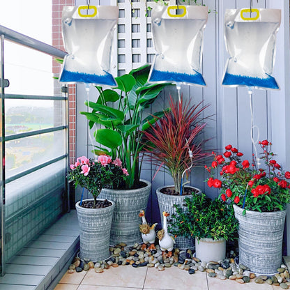 3.5L Plant Self Watering Bags with Adjustable Flow Regulators & Hooks,Automatic Plant Waterer, Plant IV Water Bags, Vacation Plant Watering System for Indoor Plant Life Support, 3Pcs