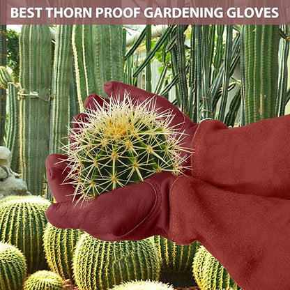 Long Gardening-Gloves Women/Men-Thorn proof Rose Pruning Heavy Duty Gauntlet-L