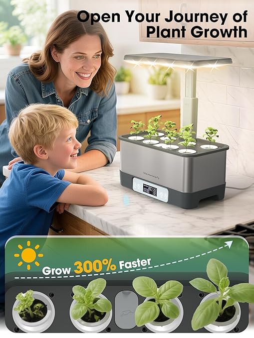 Hydroponics Growing System Kit, 8 Pods Smart Indoor Herb Garden with WiFi App Control, Seeds Pod Kit,LED Grow Light,Stainless Steel Herbs Planter for Lettuce,Basil,Gardening Gifts