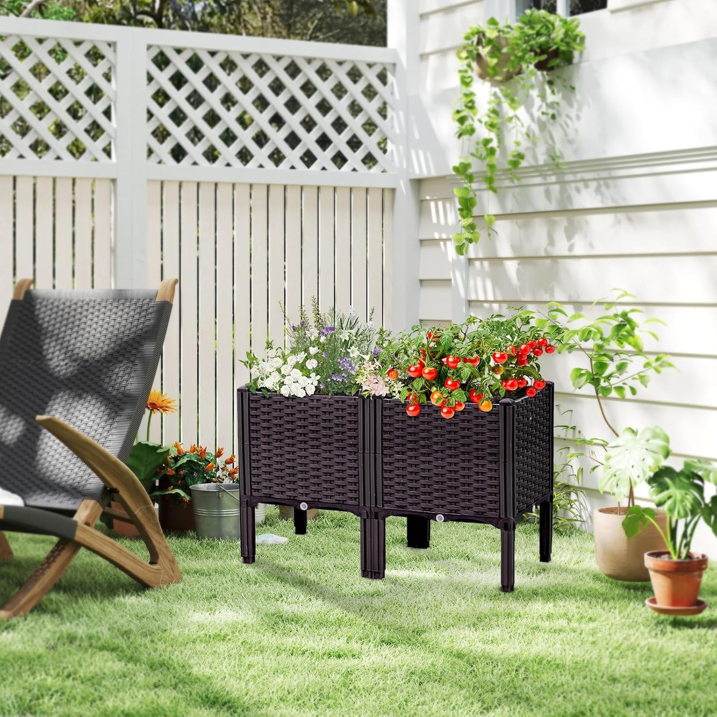 Raised Garden Bed with Legs, Large Planter Box Raised Garden Beds Outdoor, Rectangular Elevated Planter Box for Gardening Vegetables, Flowers, Fruits and Plants, 31.5"(L) x 15.7"(W) x 20.4"(H)