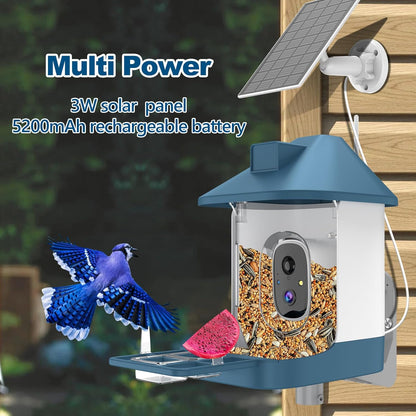 Bird Feeder with Camera,Smart Birdwatching Camera with Solar Powered,AI Identify Species,Instant Notifications,FHD Live View,Auto Record Video in Backyard,Ideal Gifts for Family and Bird Lovers