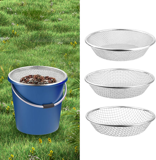 3Pcs Soil, Sand, and Compost Sifter for Gardening – Sieve for Rocks, Dirt, and Organic Material – Fits 5-Gallon Buckets 3 Apertures