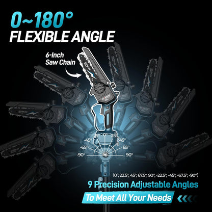 GEVEELIFE 2-in-1 Electric Pole Saw, Cordless Pole Saw & 6 Inch Brushless Mini Chainsaw with 2x 4.0Ah Battery, Pole Saws for Tree Trimming, 15-Foot Reach Extension Pole for Tree Branches Wood Cutting