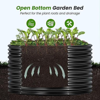 Land Guard 3×3×3ft Galvanized Raised Garden Bed Kit, Round Galvanized Planter Raised Garden Boxes Outdoor, Large Metal Raised Garden Beds for Vegetables, Grey