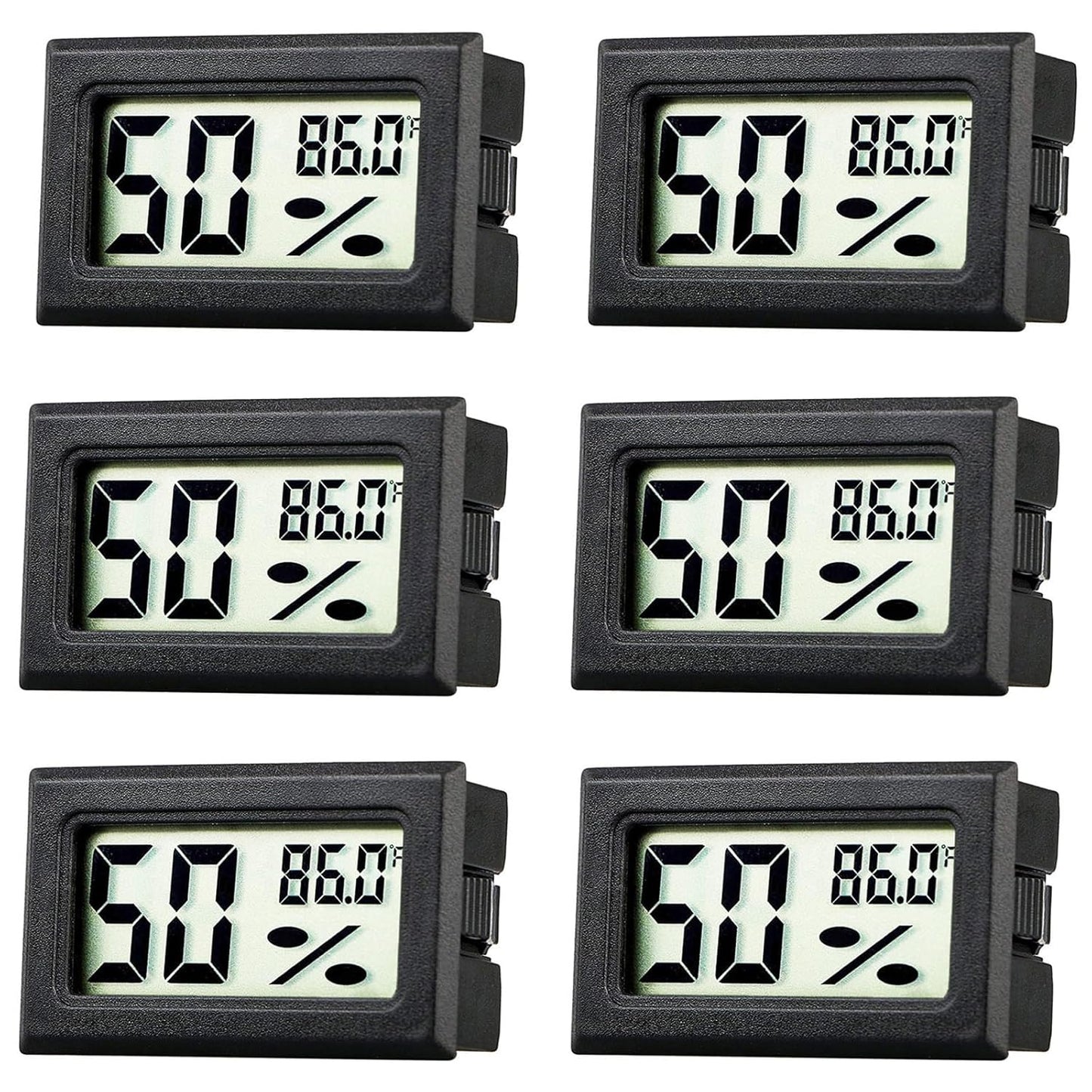 Mini Thermometer Hygrometer, 6 Packs Small Digital Electronic Temperature Humidity Meters Gauge Indoor LCD Display Fahrenheit for Greenhouse, Garden, Fridge, Mason Jar