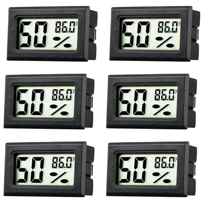 Mini Thermometer Hygrometer, 6 Packs Small Digital Electronic Temperature Humidity Meters Gauge Indoor LCD Display Fahrenheit for Greenhouse, Garden, Fridge, Mason Jar