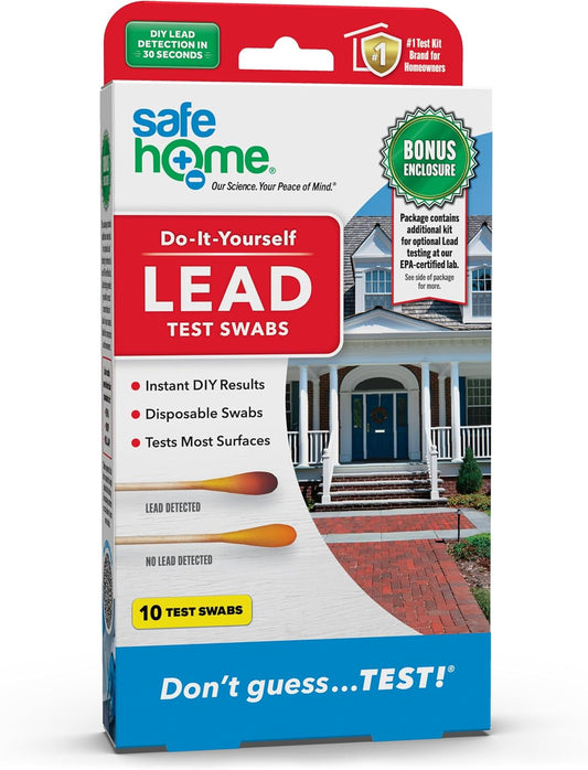 Safe Home® Lead Combo Test Kit – 10 DIY Swabs + Optional Testing at our EPA Certified Lab – Detect Lead on Solid Surfaces – USA Made for Homeowners & Contractors – (4 Pack)