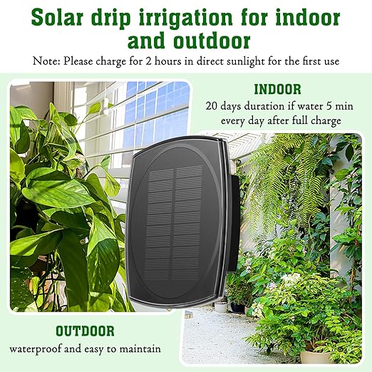 Solar Drip Irrigation System for Garden, Automatic Drip Irrigation Kits,Plants Self Watering Devices for Vacation,Solar Powered Water Pump for Potted Plants,Raised Beds,Greenhouse (15 Pots)