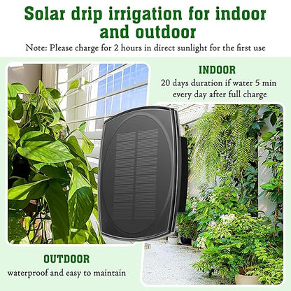 Solar Drip Irrigation System for Garden, Automatic Drip Irrigation Kits,Plants Self Watering Devices for Vacation,Solar Powered Water Pump for Potted Plants,Raised Beds,Greenhouse (15 Pots)