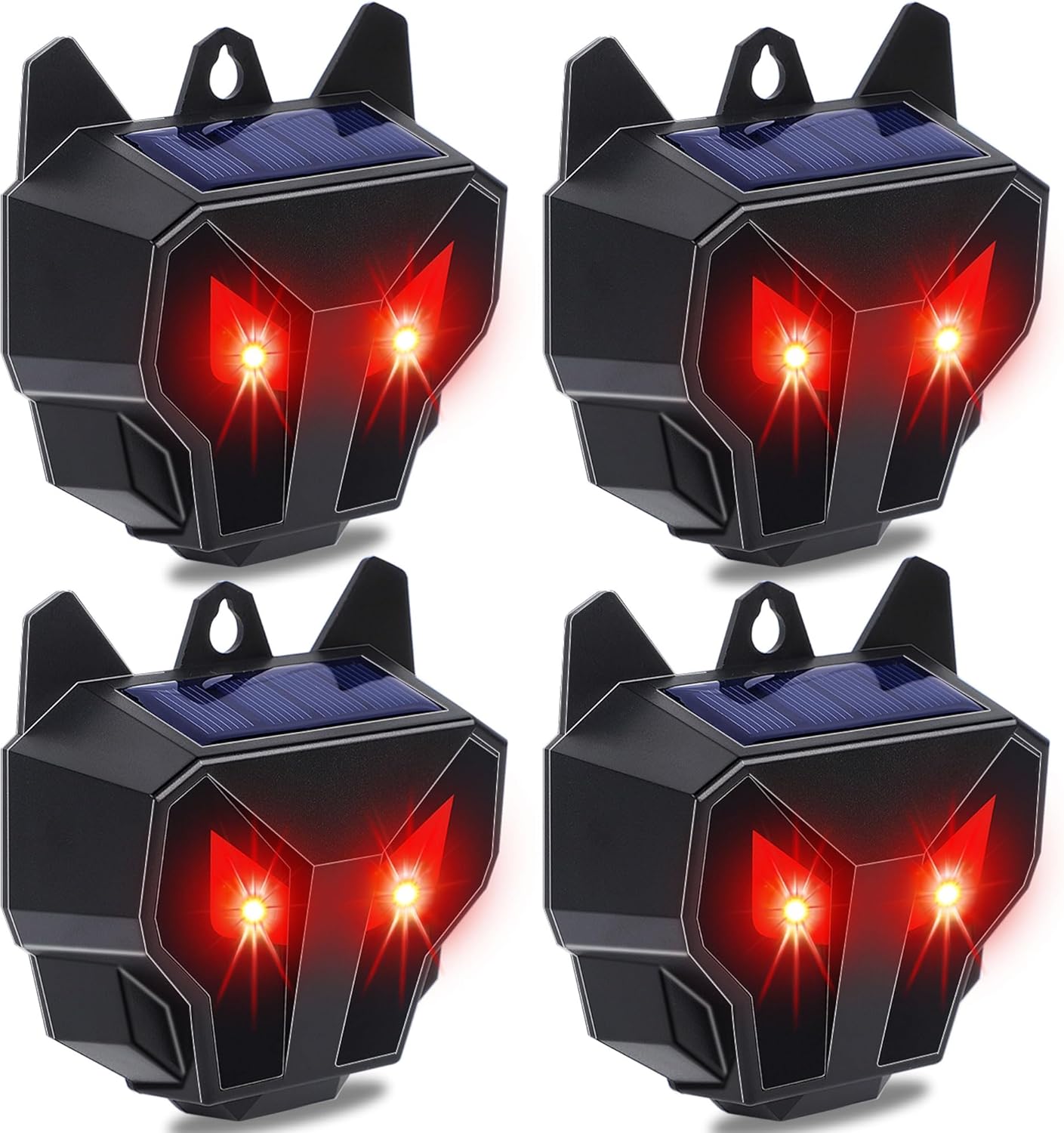 Lulu Home 4 Packs Solar Animal Repeller, Nocturnal Predator Deterrents with Red LED Flashing Lights Drive Away Raccoons, Deer, Skunks, Coyotes, Birds, Foxes from Chicken Coop Yard Farm