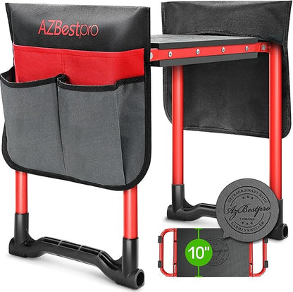 Garden Kneeler and Seat Heavy Duty,Upgraded Foldable Gardening Stool Widened to 10" Stable Wear-Resistant Prevent Knee and Back Pain, Bench High-End 2 Large Tool Bags Gift for Women