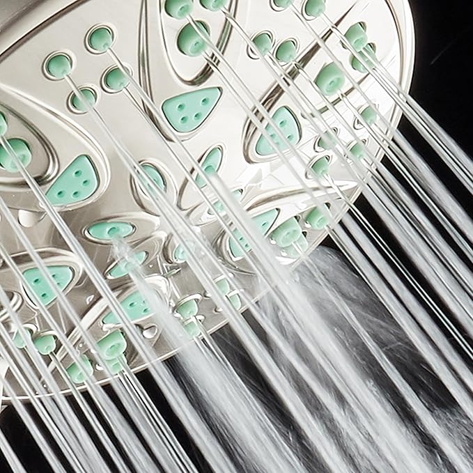 AquaDance Antimicrobial – Anti-Clog High-Pressure 6-Setting Hand Shower with Microban Nozzle Protection from Growth of Mold, Mildew & Bacteria for Stronger Shower! 3 Jet Color Choices – 4" Coral Green