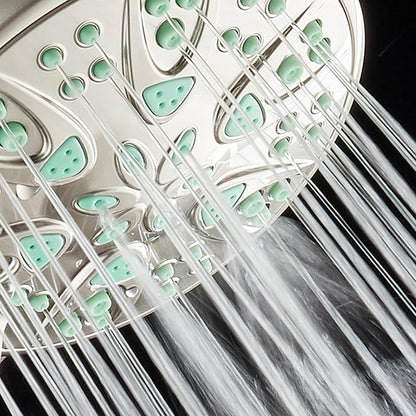 AquaDance Antimicrobial – Anti-Clog High-Pressure 6-Setting Hand Shower with Microban Nozzle Protection from Growth of Mold, Mildew & Bacteria for Stronger Shower! 3 Jet Color Choices – 4" Coral Green