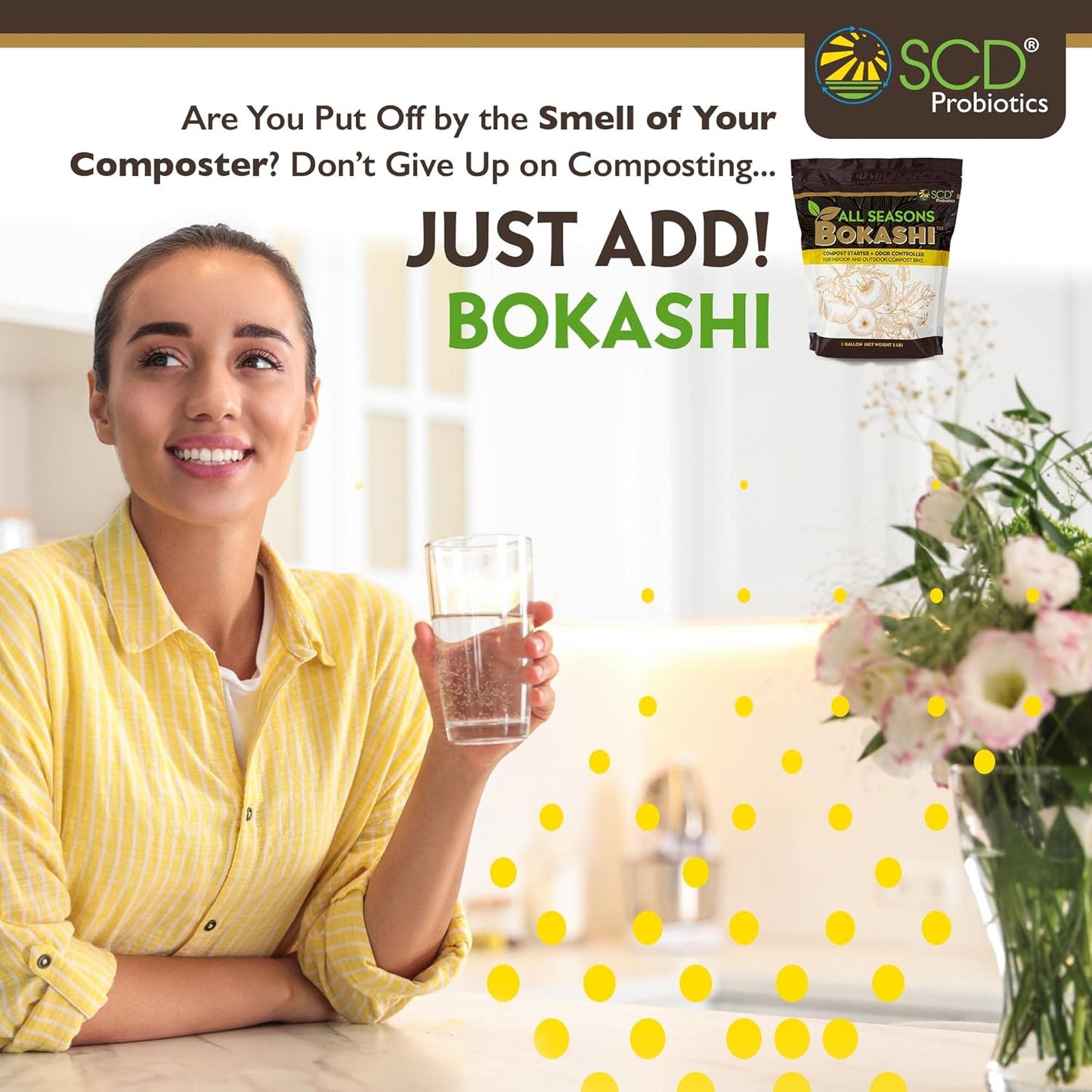 All Seasons Bokashi Compost Starter - 2 lbs (1 Gallon) 6.6 lbs Dry Bokashi Bran for Kitchen Compost Bin, Compost Pet and Food Waste Easily with Low Odor, (3 Pack) by SCD Probiotics