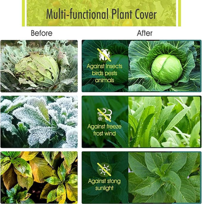 RIFNY Plant Covers Freeze Protection, 1 oz/yd² 10Ft x 33Ft Frost Cloth Plant Freeze Protection for Winter Frost Snowstorm, Frost Blankets for Outdoor Plants Protect from Birds, Pests