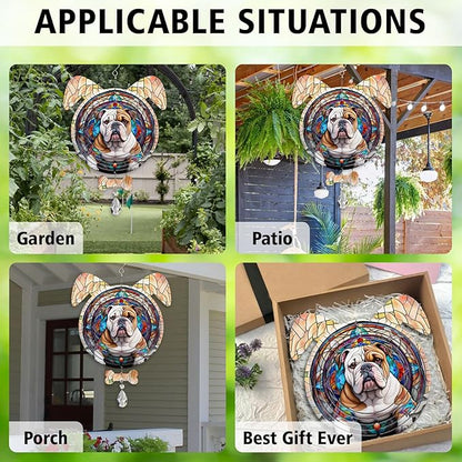 Bulldog Dog Ears Wind Spinner, Bulldog Wind Spinner Hanging for Yard and Garden