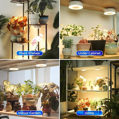 Barrina Orbgrow OG09 Puck LED Grow Light with 660nm Red LEDs, 54W(6 x 9W, 810 Watt Equiv), Plant Lights for Indoor Plants Full Spectrum, Magnetic & Linkable, Small Grow lamp for Plant Shelf, 6 Packs