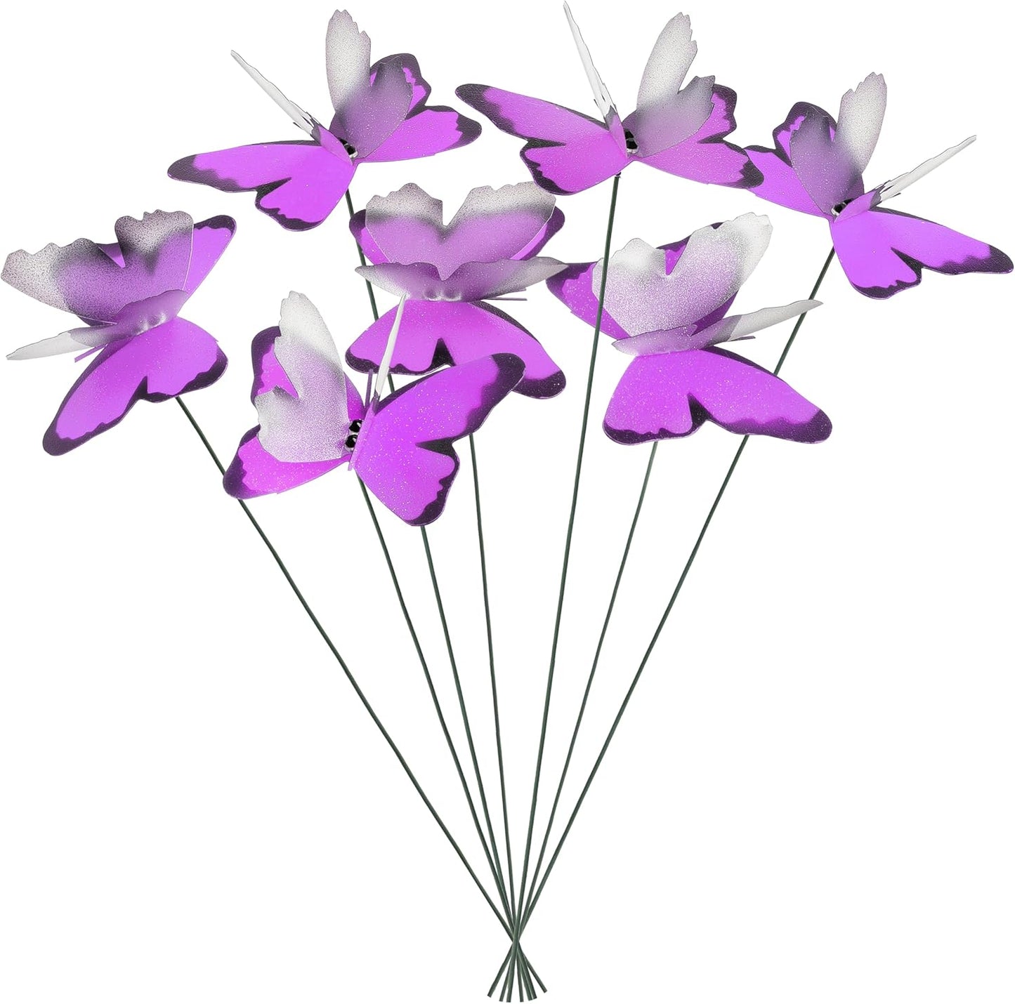 Handmade Butterfly Garden Stakes – Set of 7 Purple Decorative Butterflies Idea for Garden & Nature Lovers – Outdoor & Indoor Garden Decor – Air Aquarium Handmade by Kushner