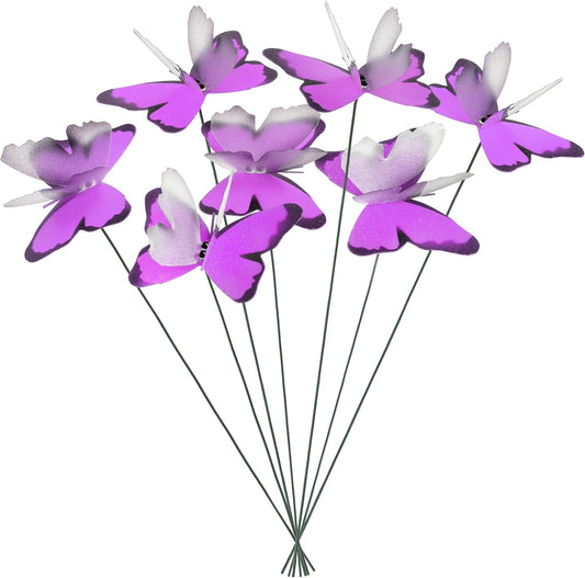 Handmade Butterfly Garden Stakes – Set of 7 Purple Decorative Butterflies Idea for Garden & Nature Lovers – Outdoor & Indoor Garden Decor – Air Aquarium Handmade by Kushner