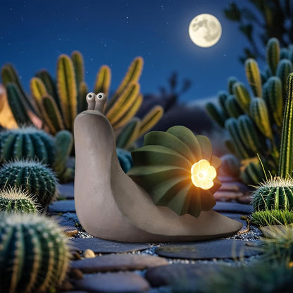 Solar Cactus Snail Statue Garden Decor Light - Outdoor Decorative LED Flower, Suitable for Patio, Lawnand Garden Decorations, Gifts for Mom
