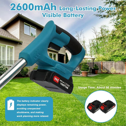 Grass Trimmer, 6" 3-in-1 Cordless Weed Trimmer, 21V Portable Electric Brush Cutter, with Two 2600mAh Batteries and Charger for Garden and Yard Weed Control