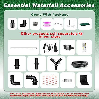 Pool Fountain Waterfall Spillway with Wider Water Flow Platform, Stainless Steel Waterfall with Pipe Connector Kits, Water Feature Spillway for Garden Decor, Patio, Ponds, 11.8"x11.8"x3.9