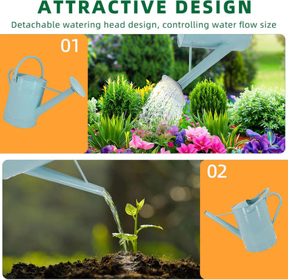 Galvanized Watering Can for Outdoor Indoor Plants, 1.7 Gallon Blue Decorative Countryside Style Water Can with Removable Spout, Metal Watering Can for Indoor Plants and Garden Flower
