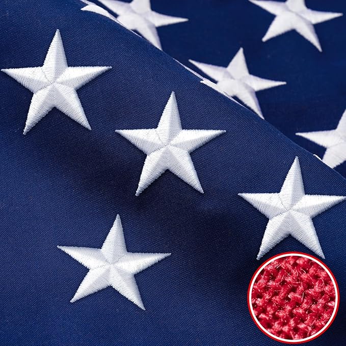 American Flag 12x18 ft TearProof Series, Heavy Duty Tough Spun Polyester USA Flags High Wind, US Flags for Outside Outdoor with Durable Embroidered Stars Sewn Stripes, 5 Brass Grommets