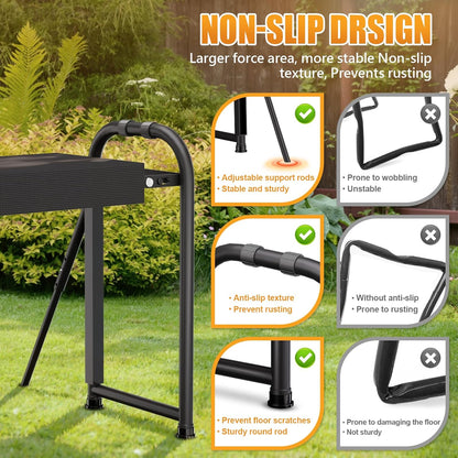 seasky Foldable Garden Kneeling and Seat, Anti-Tipping Garden Bench Widened Thick Soft Kneeling Pad, Heavy Duty Gardening Stool with Tool Bag,Gardening Gift for Women