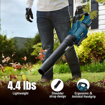 GEVEELIFE Leaf Blower Cordless, 650CFM & 3 Speed Levels, Electric Cordless Leaf Blower with 2 * 5.0Ah Battery Powered, Blowers for Lawn Care, Yard, Blowing Leaves, Dust, Snow