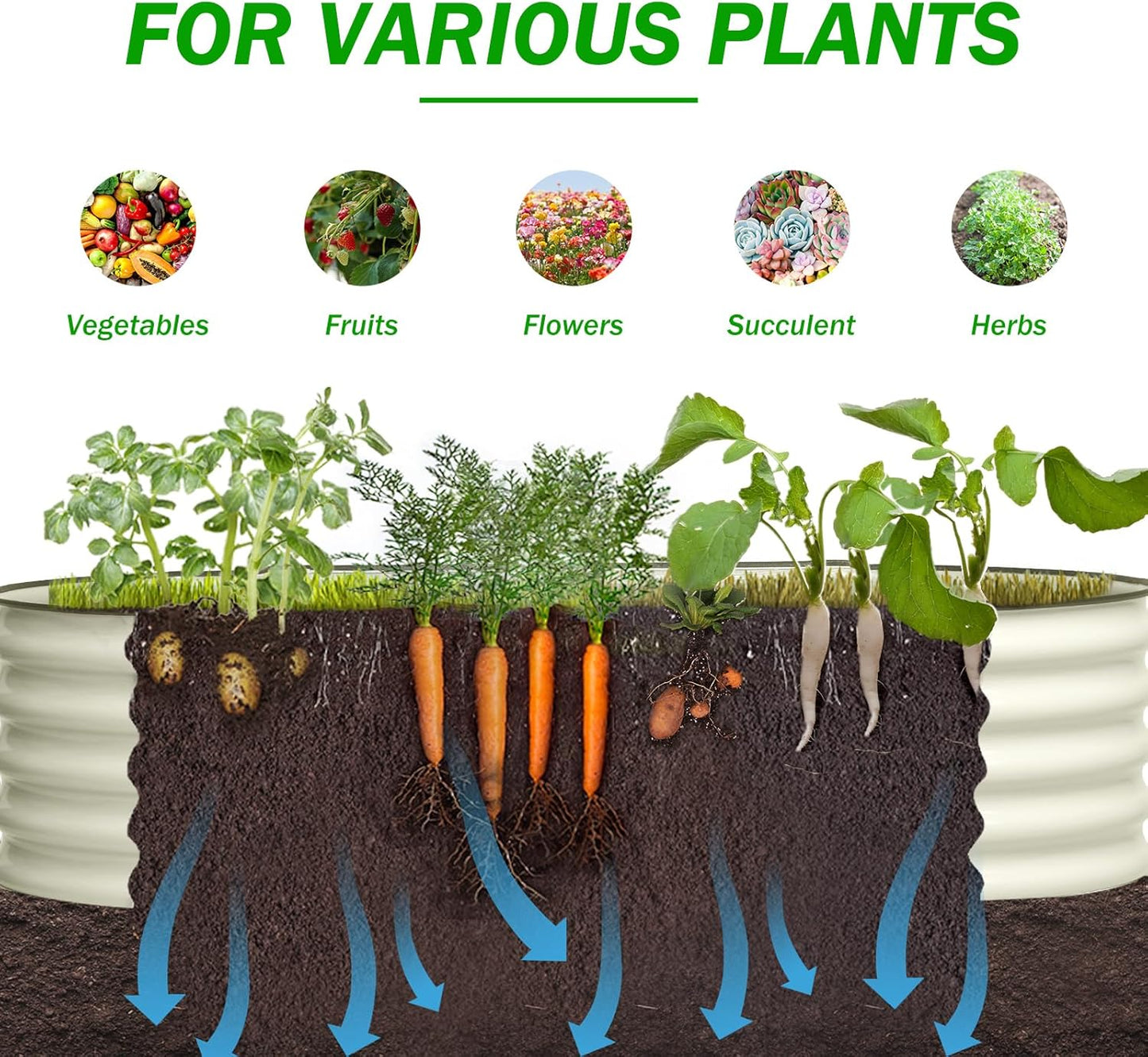 BPS 9-in-1 Metal Raised Garden Bed, 6x3 FT Galvanized Planter Raised Beds for Vegetables, Flowers 17'' Extra Tall