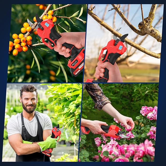 Electric Pruning Shears -1000W Brushless Motor Cutting 2 inch Diameter Professional Gardening Electric Shears,Heavy Duty Branch Pruner,2 * 2000mAh Batteries,2*Sk7 Blades, Perfect for Tree Trimming