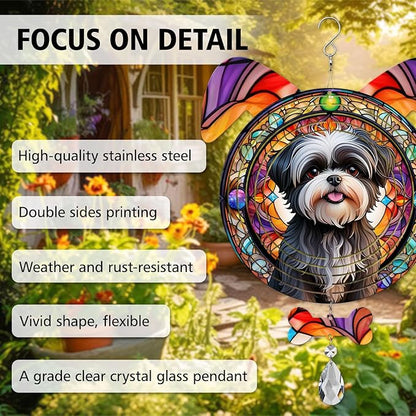 Affenpinscher Dog Ears Wind Spinner, Affenpinscher Wind Spinner Hanging for Yard and Garden