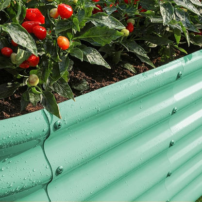 Land Guard 18“ Tall 4×2ft Galvanized Raised Garden Bed Kit, Galvanized Planter Garden Boxes Outdoor, Oval Large Metal Raised Garden Bed for Vegetables……… (Lime Green, 4×2×1.5ft)