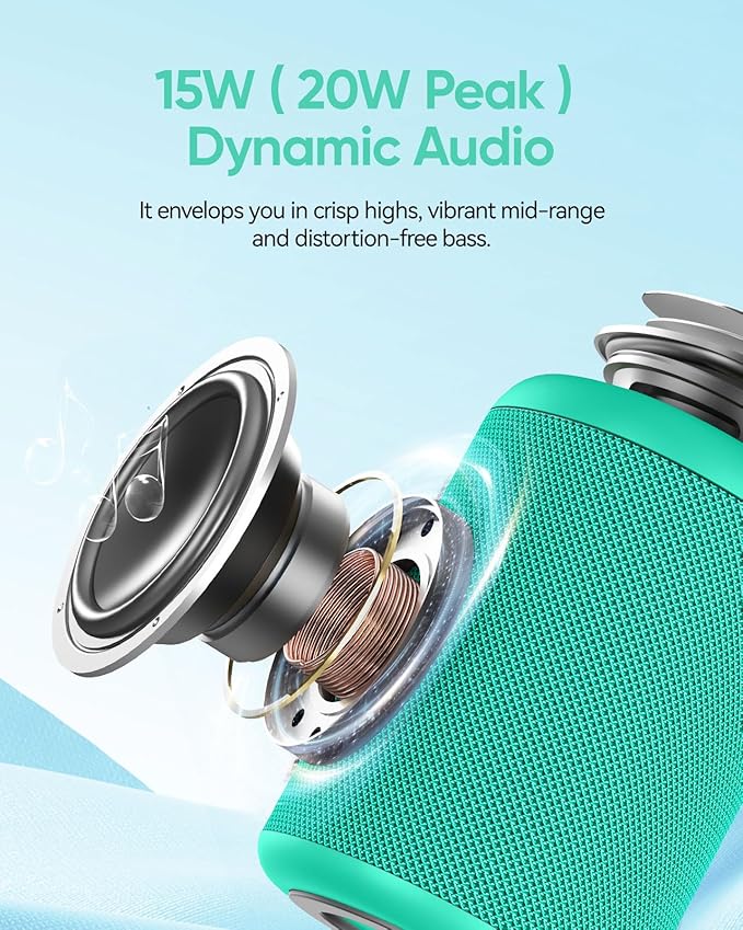 Portable Bluetooth Speaker with Lights, Stocking Stuffers, Powerful Crystal Clear Sound, IPX5 Waterproof, All Day Playtime, BT 5.3, TWS Paring, Small Wireless Speaker for Outdoor, White Elephant Gifts