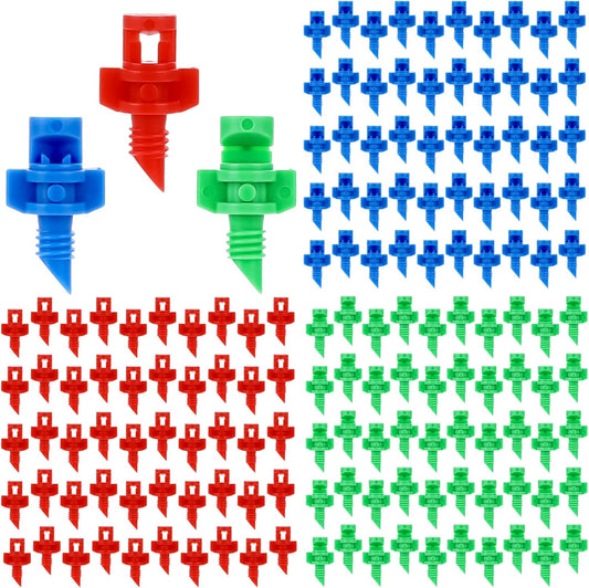 150PCS Drip Irrigation Emitters, 90/180/360 Degree Micro Sprinkler Heads Irrigations Sprinkler Head Micro Sprayer Refraction Irrigations Emitters for Garden Lawn Greenhouse Irrigation System