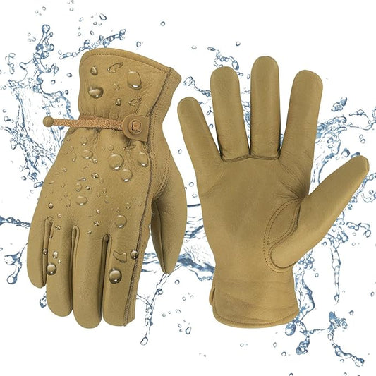 Leather Work Gloves for Men & Women, Reinforced Durable Gardening Gloves,Cowhide Work Gloves,Puncture & Cut Resistant