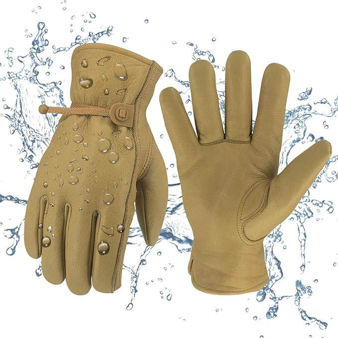 Leather Work Gloves for Men & Women, Reinforced Durable Gardening Gloves,Cowhide Work Gloves,Puncture & Cut Resistant